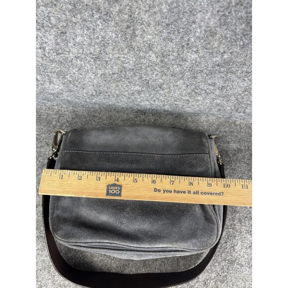 Kate Spade Shoulder Bag Womens Medium Gray Suede Brown Strap Gold Hardware Purse - Picture 4 of 8